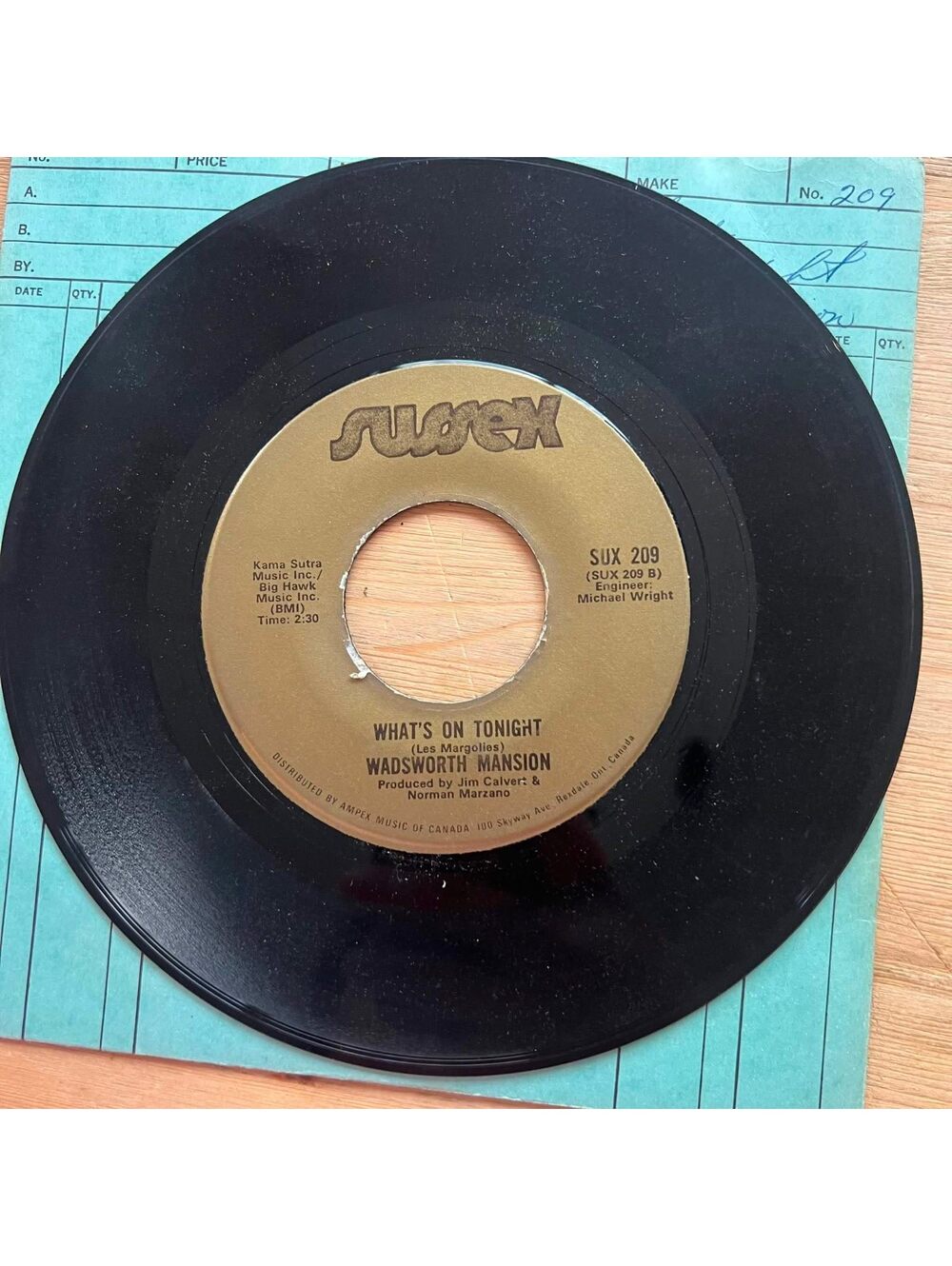 Wadsworth mansion - What's on Tonight/Sweet Mary 45rpm VG+ R89